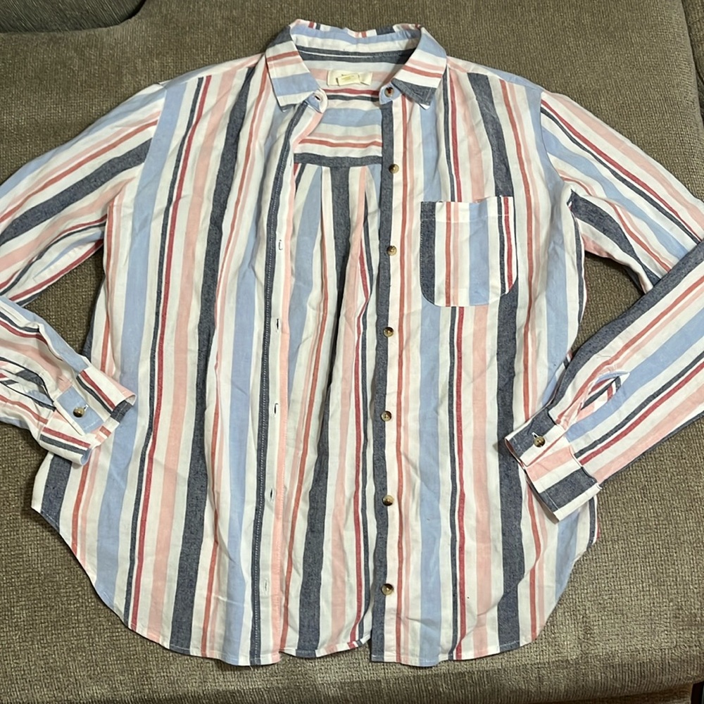 Anthropologie Maeve Long Sleeve Button Down Blouse